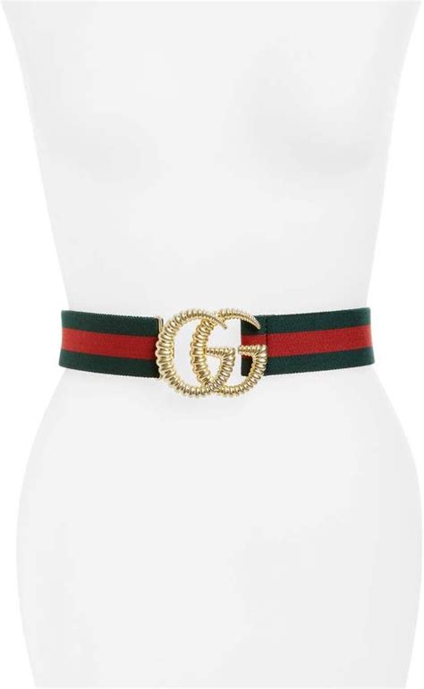 gucci logo buckle stripe webbed belt